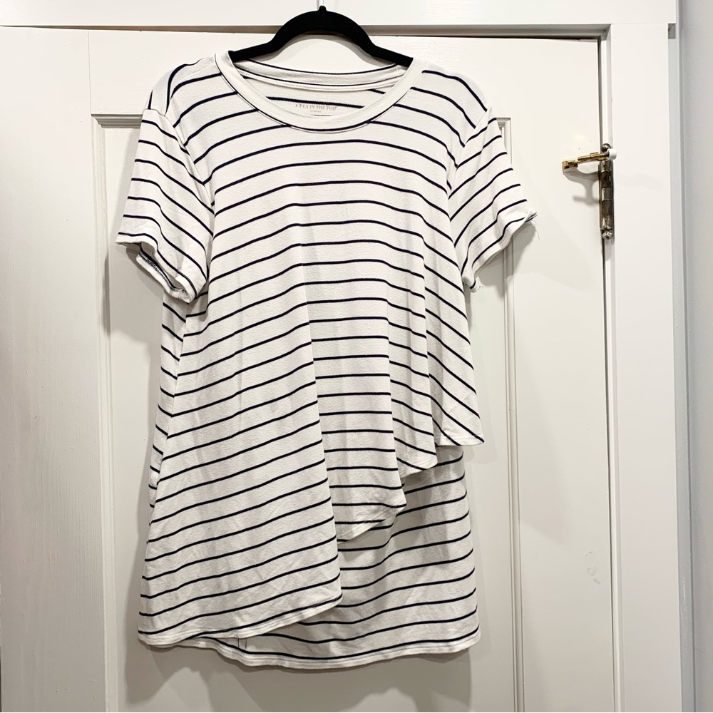 A Pea in the Pod White and Black Striped Top